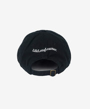 Black cap with 'LifeLongLearner' text on a white background