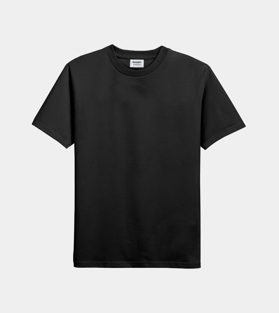 Black t-shirt on a light gray background