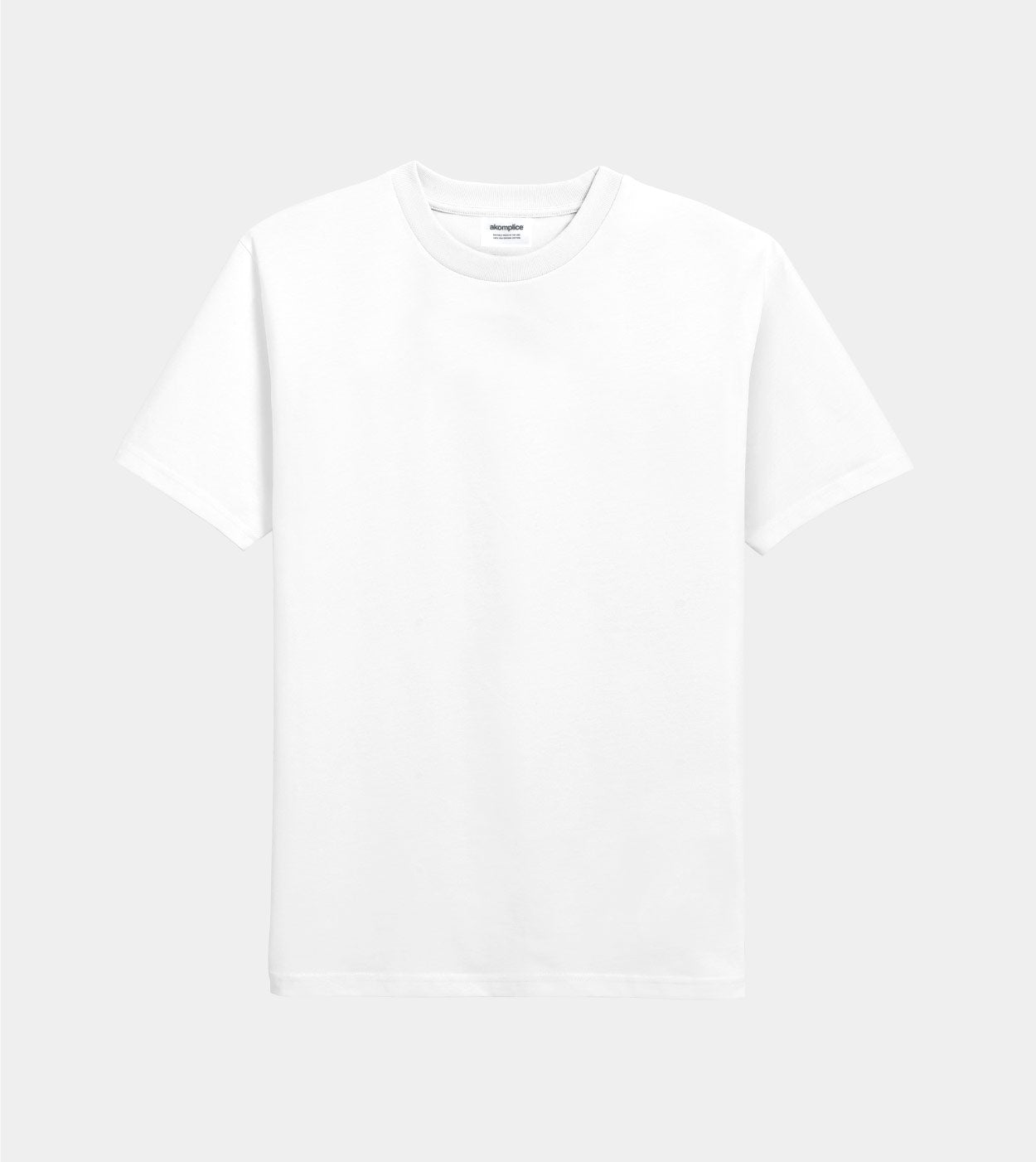 White t-shirt on a light gray background