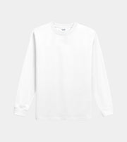 White long-sleeve shirt on a light gray background