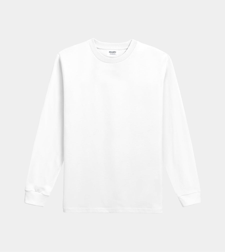 White long-sleeve shirt on a light gray background