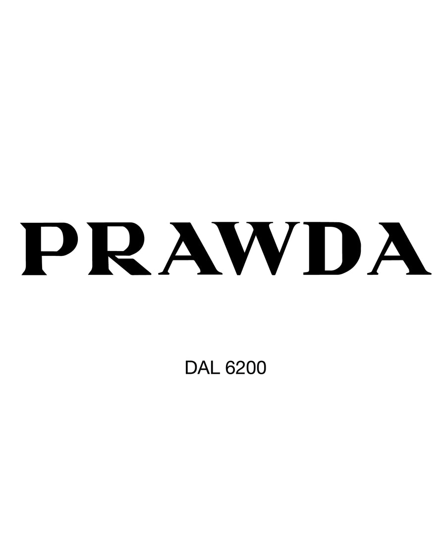 Black text 'PRAWDA' and 'DAL 6200' on a white background