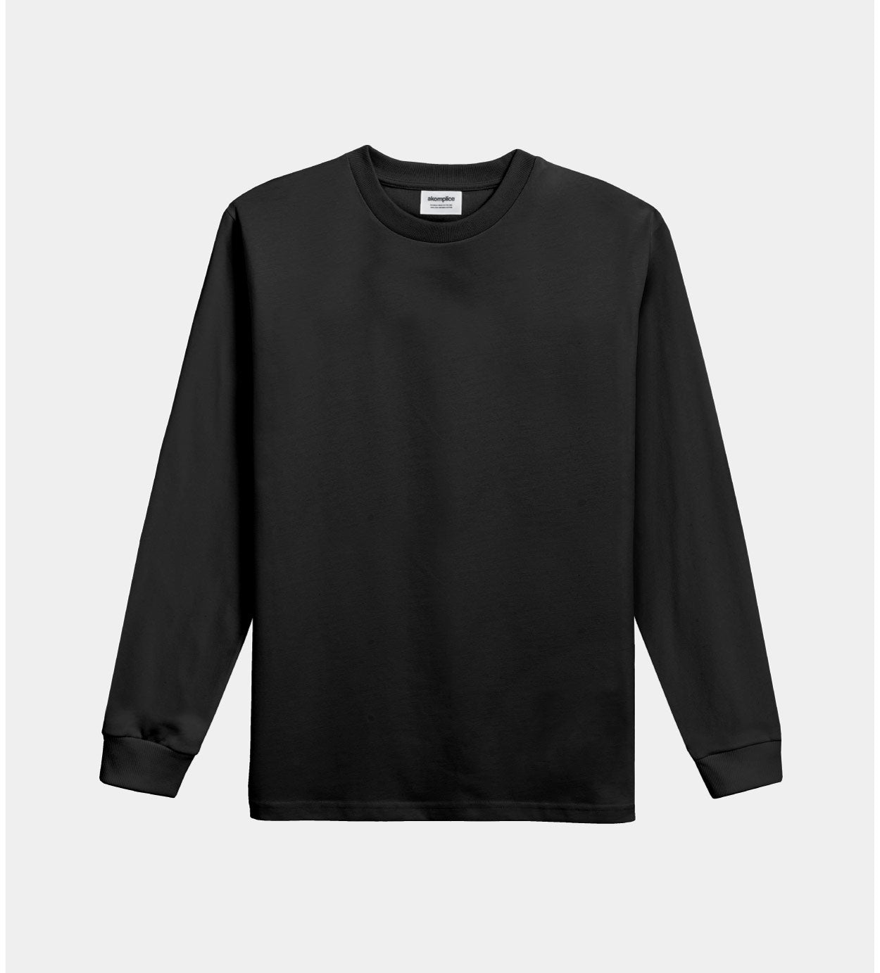 Black long-sleeve shirt on a light gray background