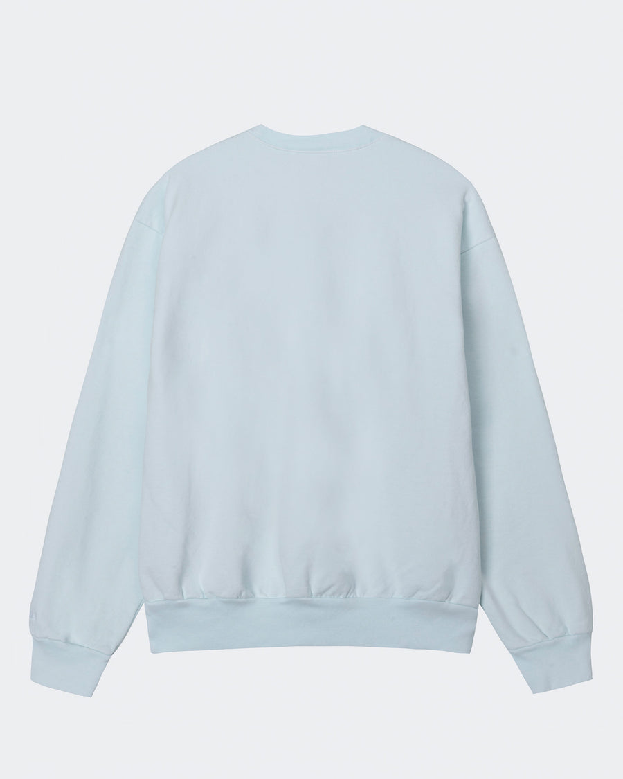 Light blue sweatshirt on a light gray background