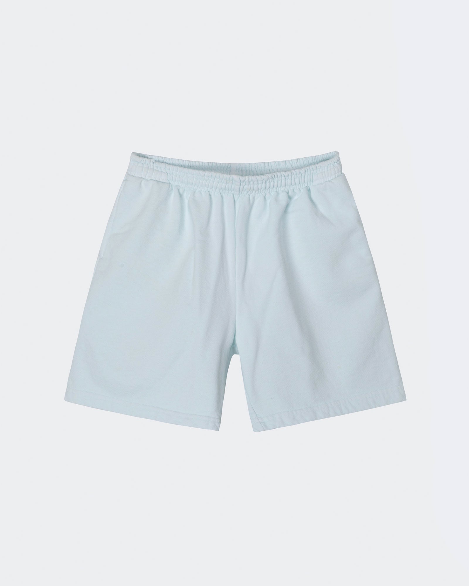 Light blue shorts on a light gray background