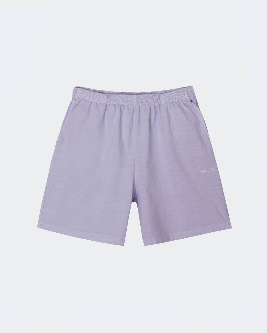 Purple shorts on a light gray background