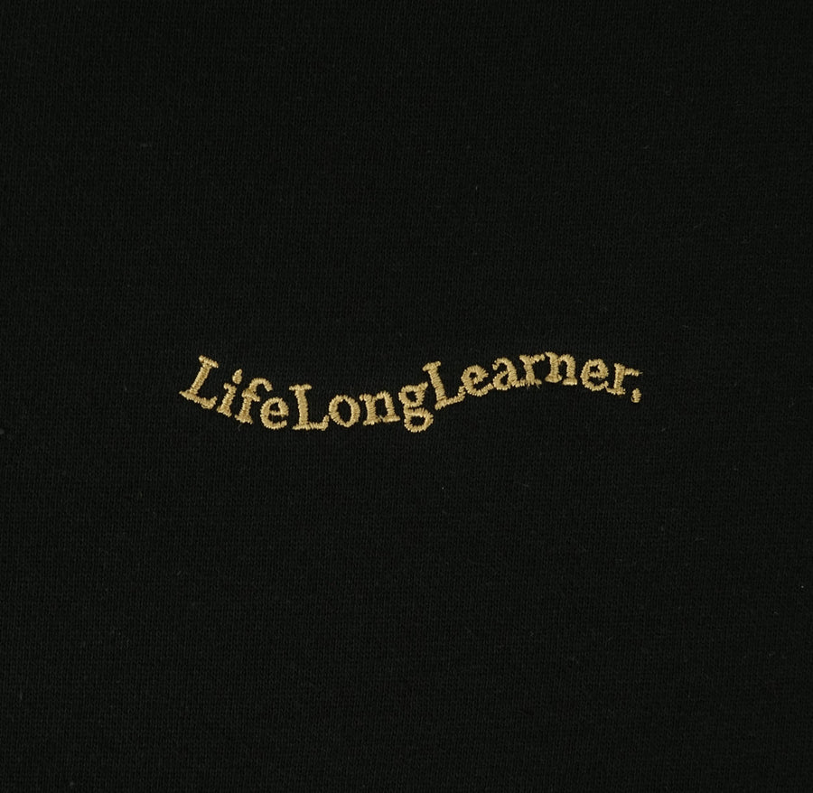 Text 'LifeLongLearner' embroidered on a black background
