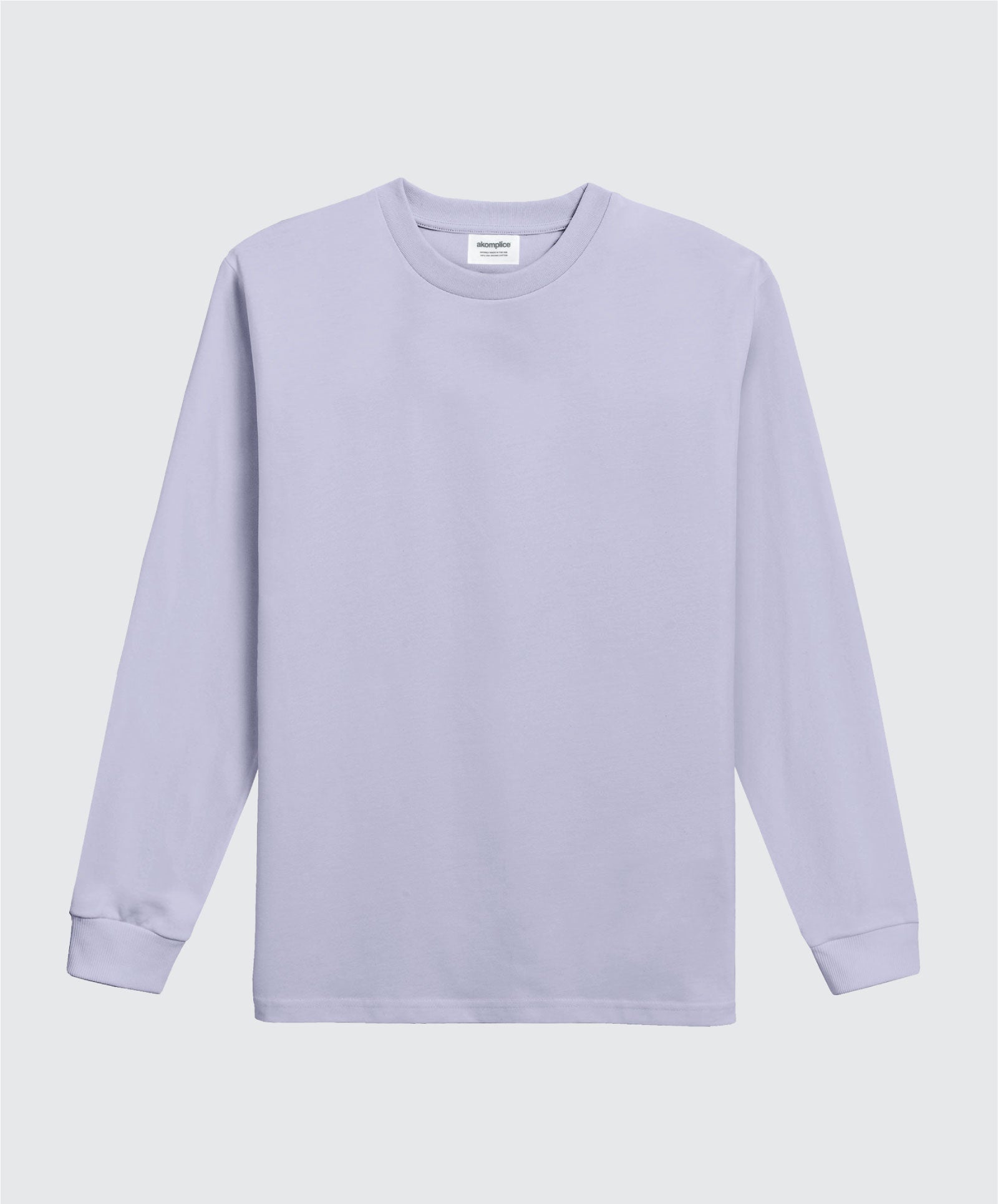 Light purple long-sleeve shirt on a light gray background