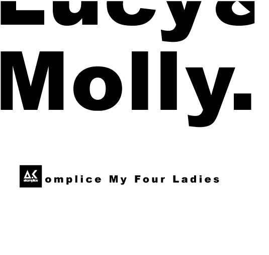 Black text 'Lucy & Molly.' with a logo and text 'omplice My Four Ladies' on a white background