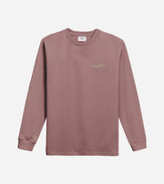 Mauve long-sleeve shirt with a logo on a white background