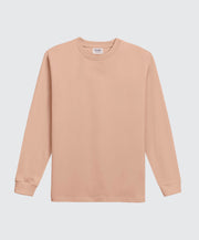 Beige long-sleeve shirt on a light gray background