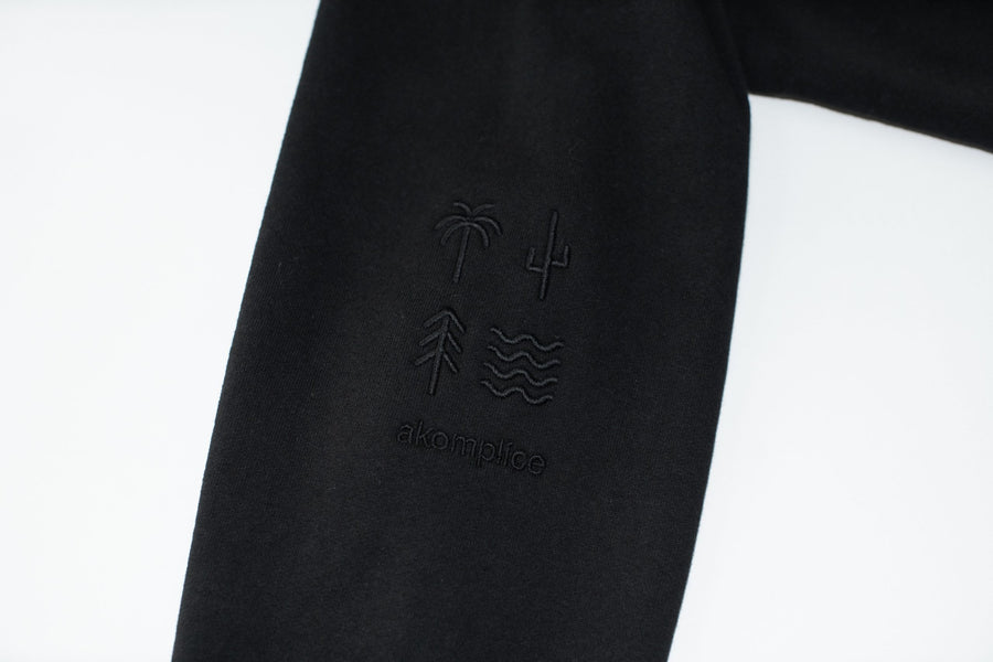 Black sleeve with a logo on a white background