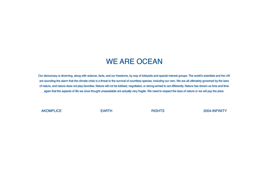 Text-based image with 'WE ARE OCEAN' and a message about climate change on a white background.