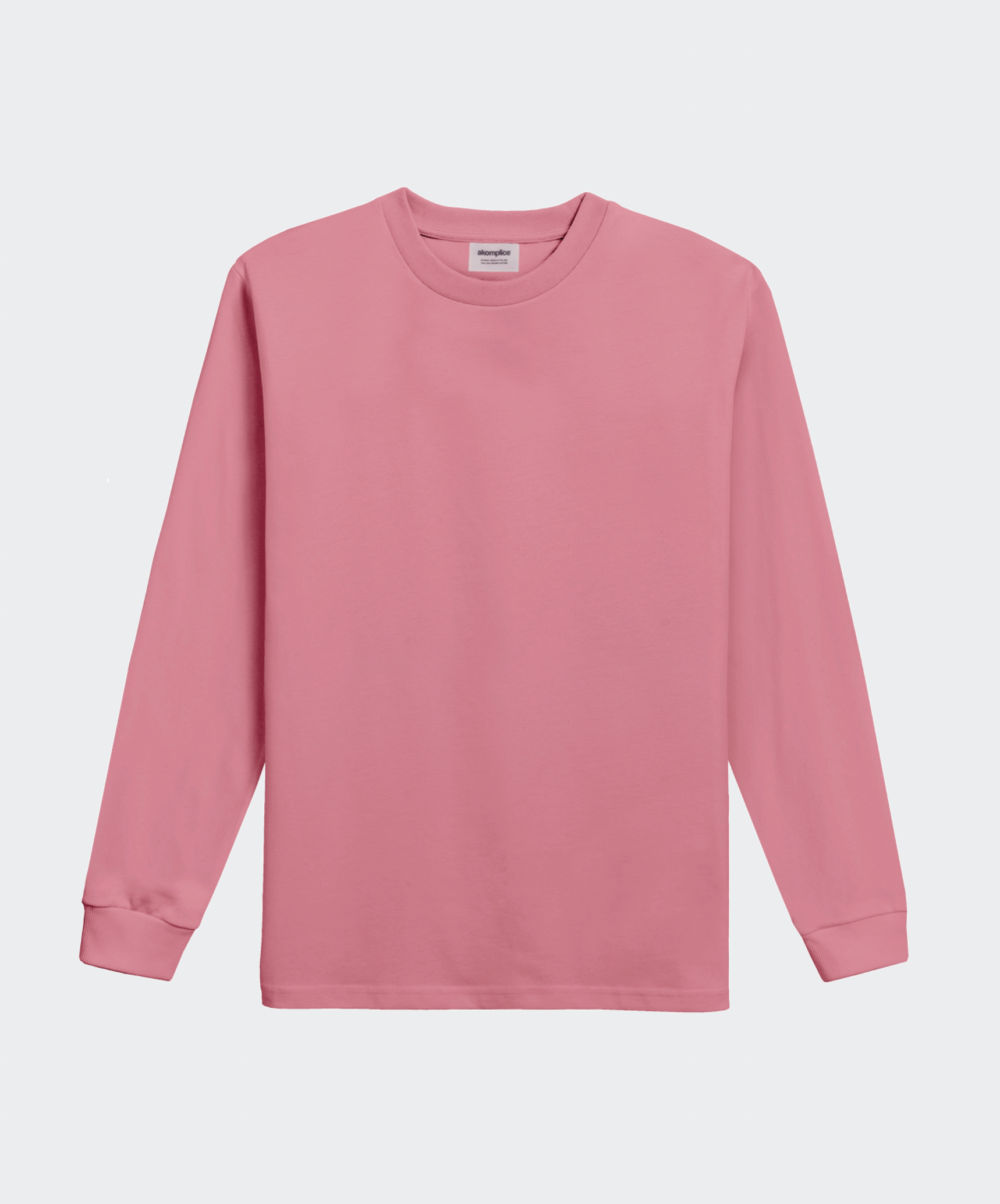 Pink long-sleeve shirt on a light gray background