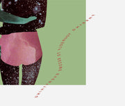 Illustration of a person wearing a black coat with star patterns, pink pants, and green gloves on a green background.