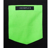 Green pocket with Akomplice label on a black background